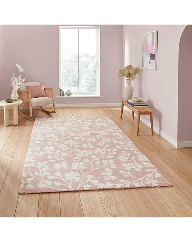 Catherine Lansfield Grace Floral Rug Rose