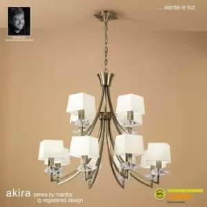 Akira 2 Tier 12 E14 Bulbs Pendant Light, Antique Brass with Cream Shades