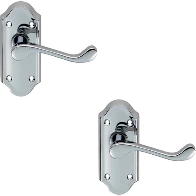 Loops 2x PAIR Victorian Scroll Lever on Short Latch Backplate 112 x 48mm Chrome Multi
