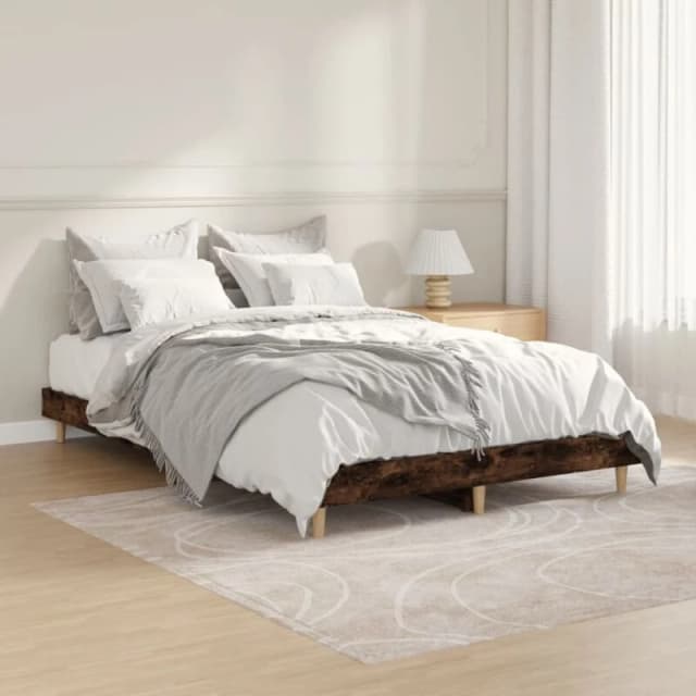 VIDAXL Bed Frame without Mattress Smoked Oak 120x190cm Small Double Engineered Wood Vidaxl 8720845795757