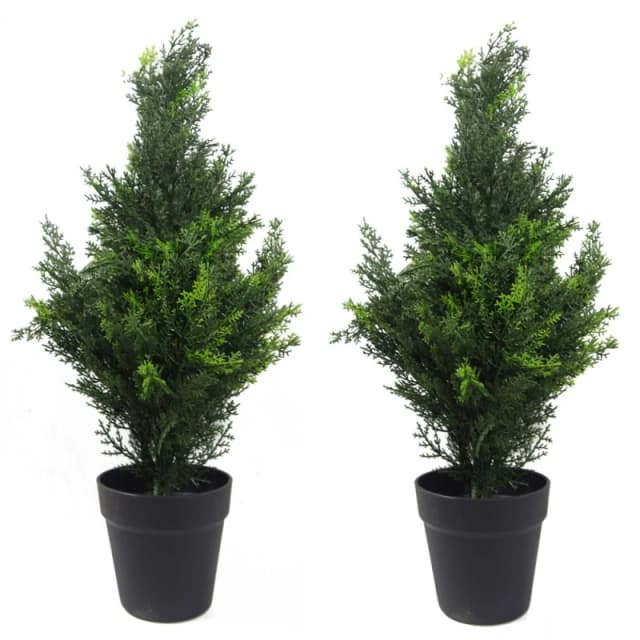 Leaf 60cm Artificial Cedar Cypress Topiary UV Resistant Green