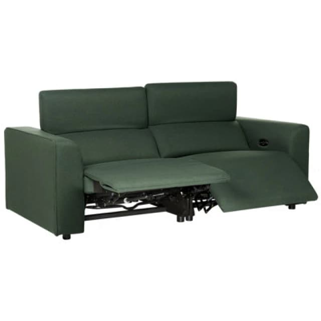 Beliani Electric Recliner Sofa 2 Seater Ulven Fabric Dark Green With USB Port