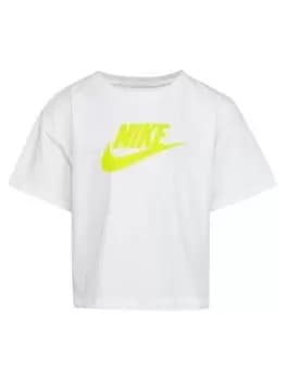 Nike Younger Girls Club Hbr Boxy Tee, White, Size 6-7 Years, Women