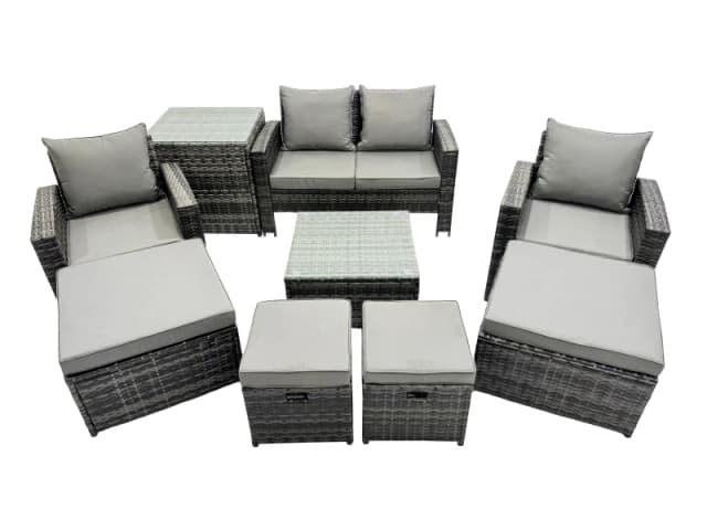 Fimous Lounge Sofa Coffee Table Set with Side Table 4 Footstools in Dark Grey Dark Grey Unisex