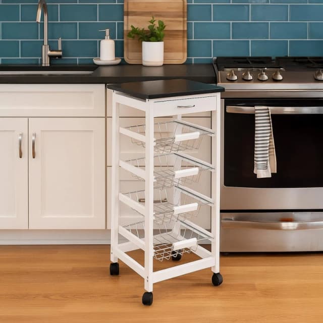 Lassic Chef Vida 4 Tier Wooden Kitchen Trolley White unisex 4 Tier