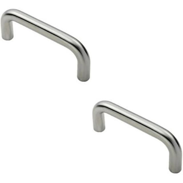 Loops 2x Round D Bar Pull Handle 169 x 19mm 150mm Fixing Centres Satin Steel Metallics unisex