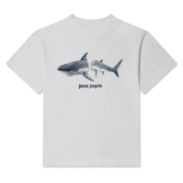 Palm Angels Boy's Shark T Shirt White Medi 0106 male 6 Years