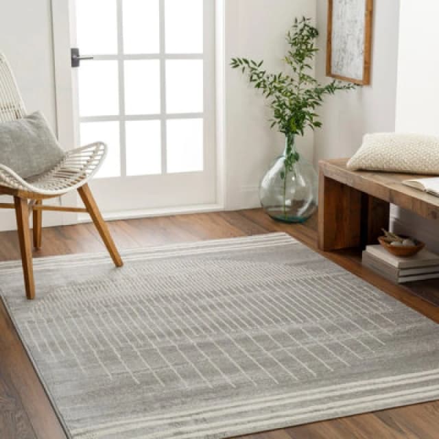 Livabliss Scandi Geometric Medium Grey Enso Area Rug 160 X 215cm - Easy Care, Non Shedding, Ideal For Living Room & Bedroom