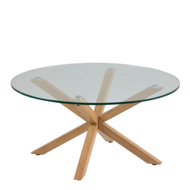 Furniture To Go Heaven Round Coffee Table With Smoked Glass Top And Oak Legs