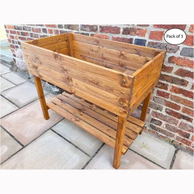 Charles Taylor Multi Pack of 3 - The Peakes Veg Planter - Wood - L55.5 x W102 x H85cm in Brown Brown Unisex