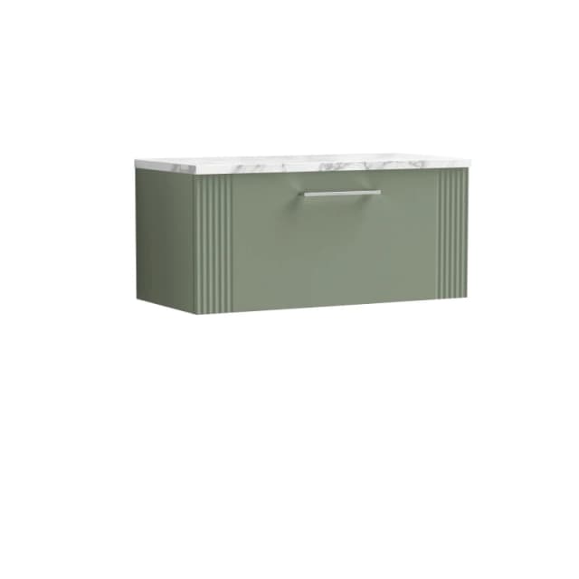 Balterley 1 Drawer Wall Hung Vanity Marble Laminate Worktop Green 800mm Green