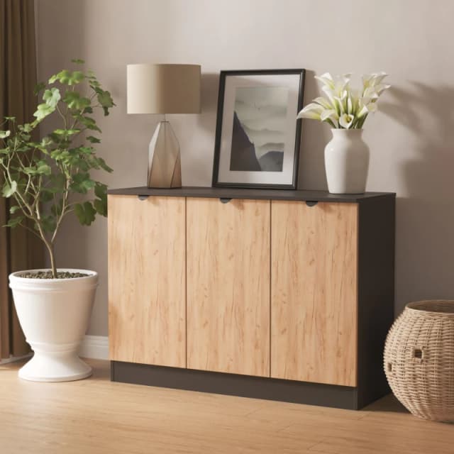 Ready Assembled 2 U Norway 3 Door Sideboard (Ready Assembled) in Dark Grey Dark Grey Unisex