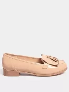 Yours Yours Wide Fit Patent Tassel Loafer Nude, Nude, Size 10, Women