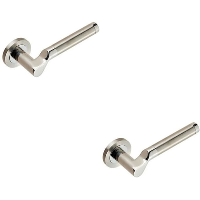 Loops 2x PAIR Cranked Round Bar Lever on Round Rose Concealed Fix Polished Satin Steel Metallics
