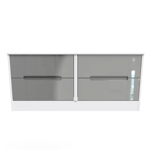 Turin 4 Drawer Bed Box In Grey Gloss & White (Ready Assembled)