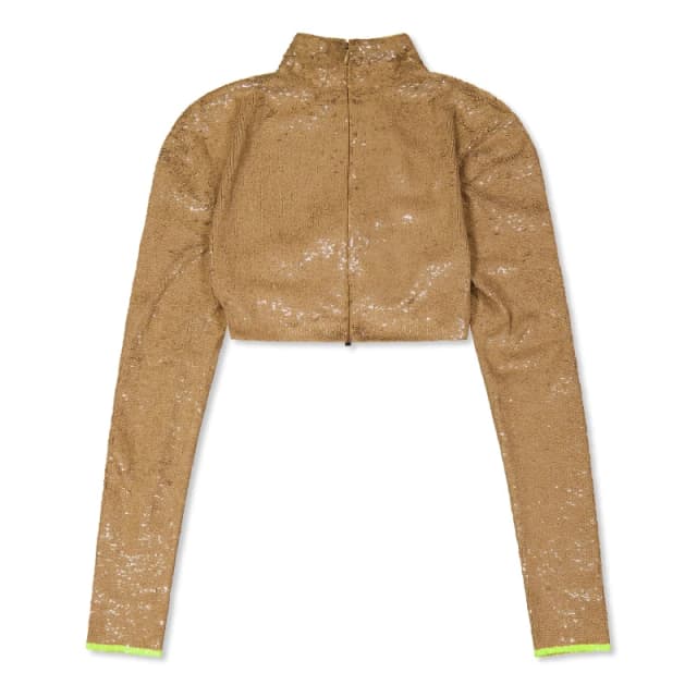 Off White Womens Long Sleeve Zip Jacket Camel/Yellow female 6 (2XS)