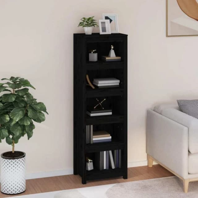 Vidaxl Book Cabinet Black 50X35X154cm Solid Wood Pine, Black 821718