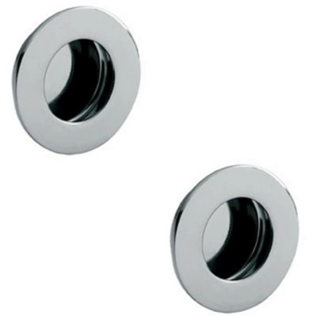 Loops 2x Circular Low Profile Recessed Flush Pull 80mm Diameter Bright Stainless Steel Metallics unisex