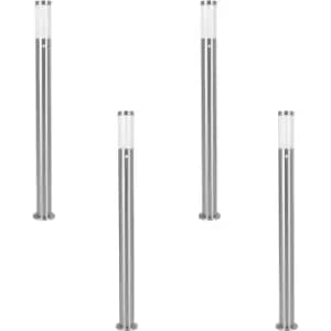 4 PACK IP44 Outdoor Bollard Light PIR Sensor Stainless Steel 1100mm Lamp Post