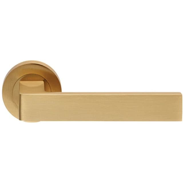 Loops PAIR Straight Square Handle on Round Rose Concealed Fix Satin Brass Metallics