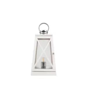 White Wash and Chrome Lantern Table Lamp