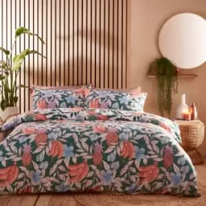 Cypressa Printed Floral Mosaic Duvet Cover Set Jade, Jade / Double