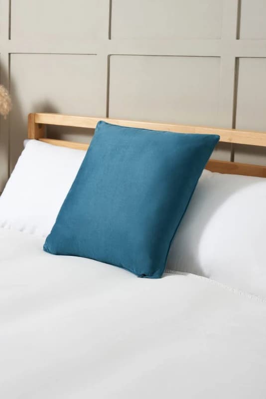 BHS Small Velour Piped Cushion in Teal Teal Unisex