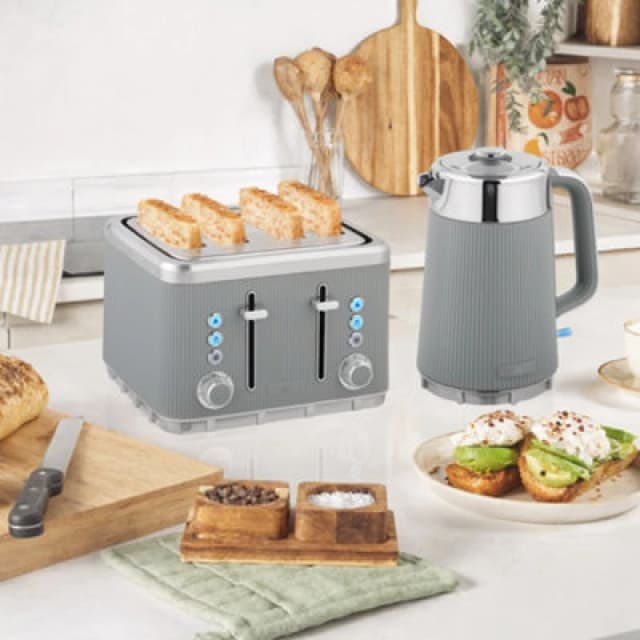 HOMCOM HOMCOM Rapid Boil Kettle and 4 Slice Toaster Set w/Strix Thermostat, 1.7L 3000W in Taupe One Size Unisex 5063603907263