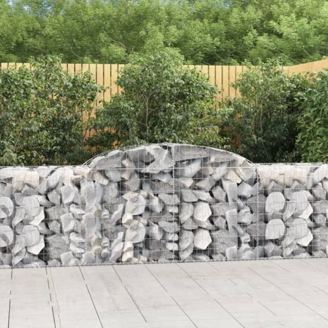 vidaXL Arched Gabion Baskets 5 pcs 300x50x80/100cm Galvanised Iron, Silver 3146686