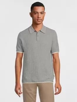 Ted Baker Lytton Knitted Polo Shirt - Grey Marl, Size 2, Men