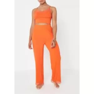 Missguided Petite Cami Top and Wide Leg Trousers Pyjama Set - Orange