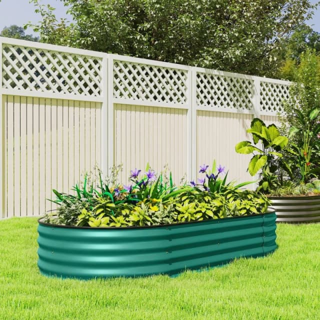 Outsunny Galvanised Raised Garden Bed Planter Box, Light Green