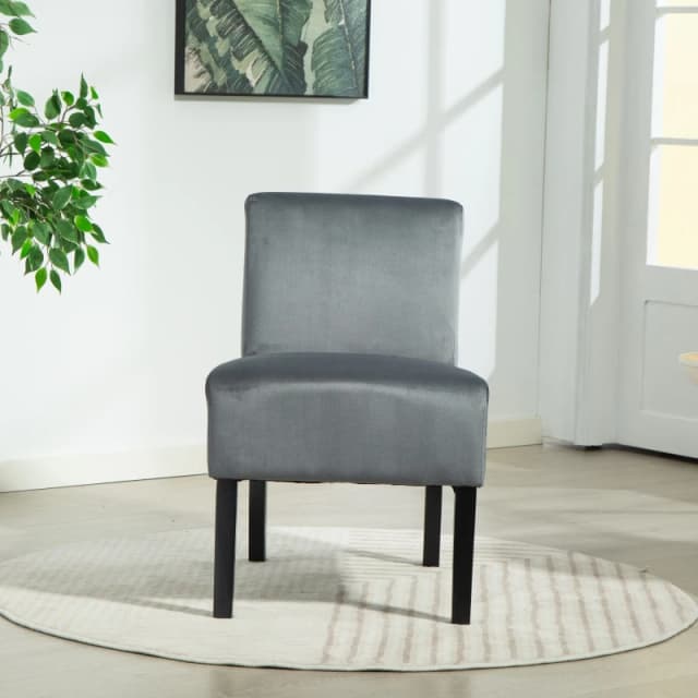 Artemis Home Valina Velvet Fabric Armless Accent in Grey Grey Unisex