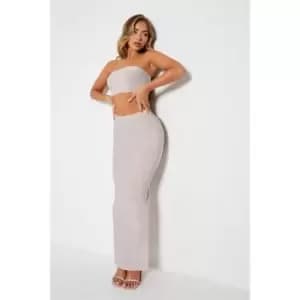 I Saw It First Glitter High Waisted Maxi Skirt - Nude