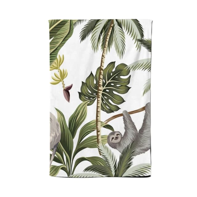 Warren Reed - Designer Tropical Sloths Tea Towel in Green Green Unisex