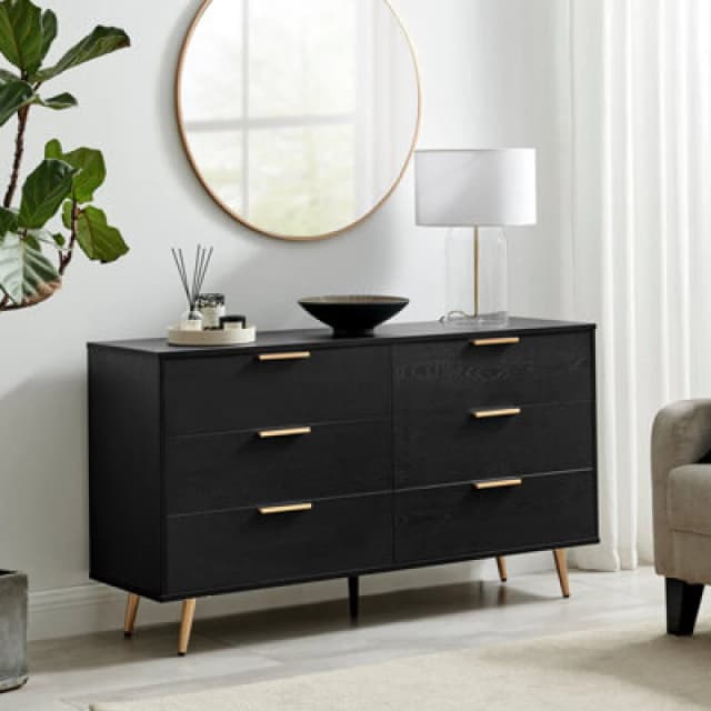 FurnitureboxUK FurnitureboxUK Ivala Black & Copper Effect Chest of 6 Drawers Black One Size Unisex 5060661187620