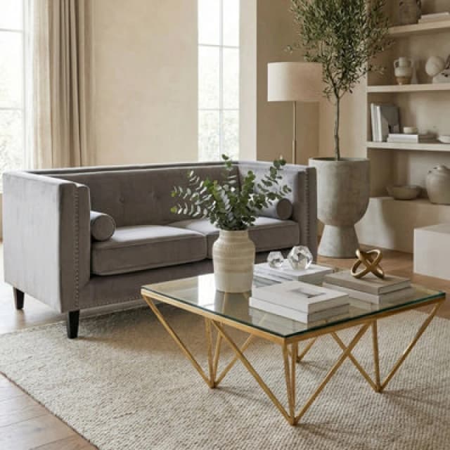Premier Housewares Sleek Gold Finish Spike Legs Coffee Table, Durable Decorative Table, Unique Design Display Coffee Table Gold