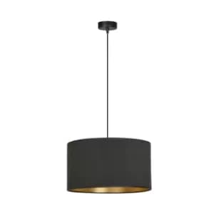Hilde Black Cylindrical Pendant Ceiling Light with Black Fabric Shades, 1x E27