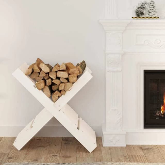 vidaXL Log Holder White 47x39.5x48cm Solid Wood Pine, White 822448