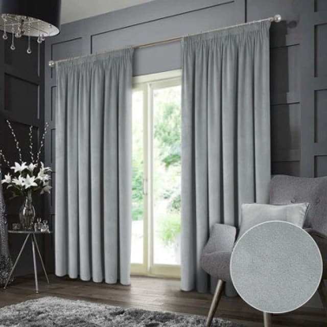 Luxury Living Montreal Taped Top Grey Curtains