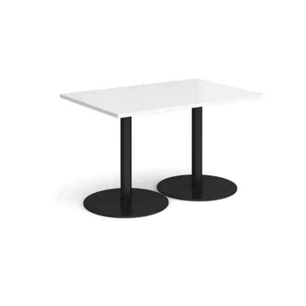 Monza Monza rectangular dining table with flat round Black bases 1200mm x 800mm - white White MDR1200-K-WH