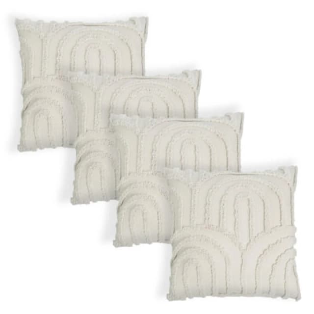 OHS OHS 4 Pack Tufted Arch Cushion Cover in Natural Size: 45cm x 45cm Natural 45cm x 45cm Unisex 5027434233205