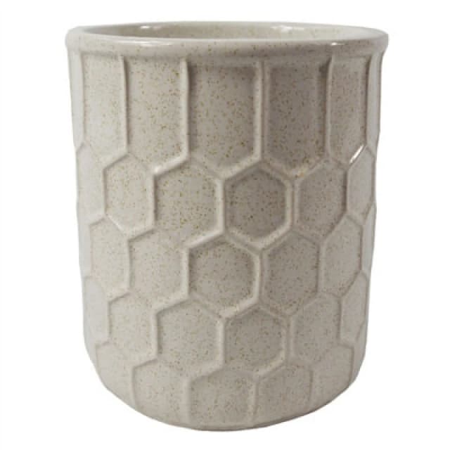 Leaf 16cm White Honeycomb Ceramic Planter White unisex