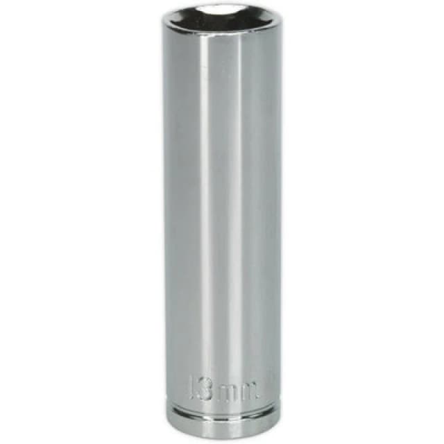 Loops 13mm Chrome Plated Deep Drive Socket - 3/8" Square Drive High Grade Carbon Steel Metallics