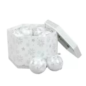 Christmas Workshop Set of 14 Christmas Baubles - White & Silver Snowflake TJ Hughes