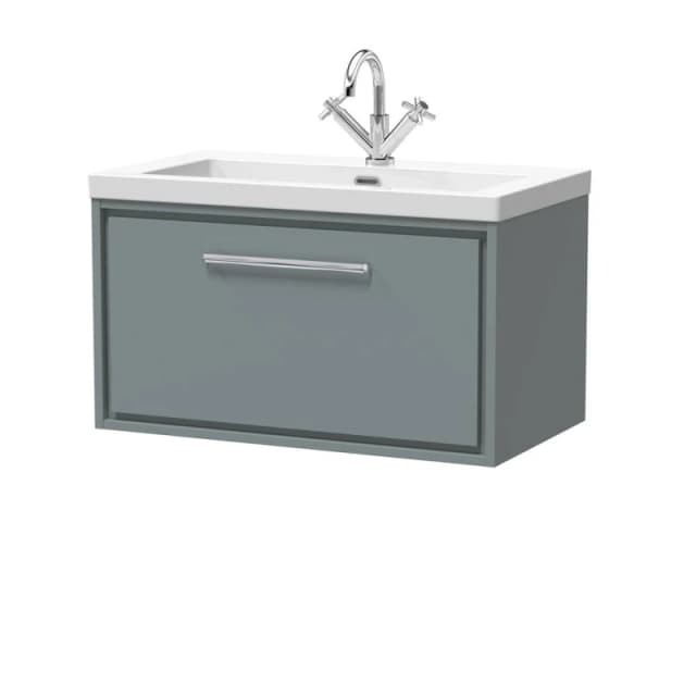 Balterley Bathroom 1 Soft-Close Drawer Wall Hung Fireclay Basin, Grey, 800mm in Grey Grey Unisex