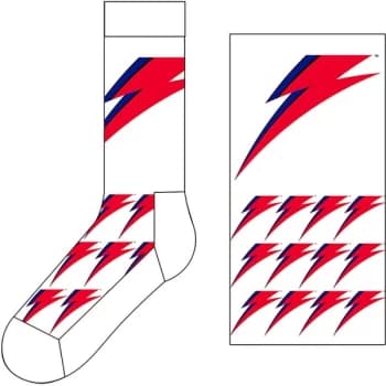 David Bowie - Flash Unisex UK Size 7 - 11 Ankle Socks - White