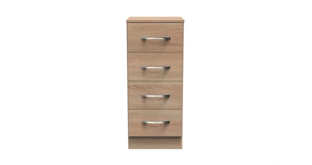 Ready Assembled 2 U Hampshire 4 Drawer Tall Bedside (Ready Assembled) in Light Oak Light Oak Unisex