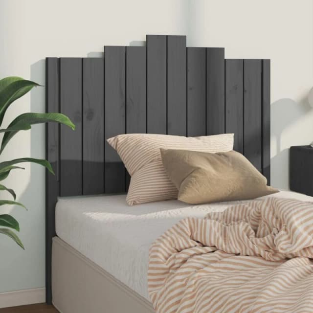 LES TENDANCES Bed Headboard Grey 106x4x110cm Solid Wood Pine vidaXL 8720287003380