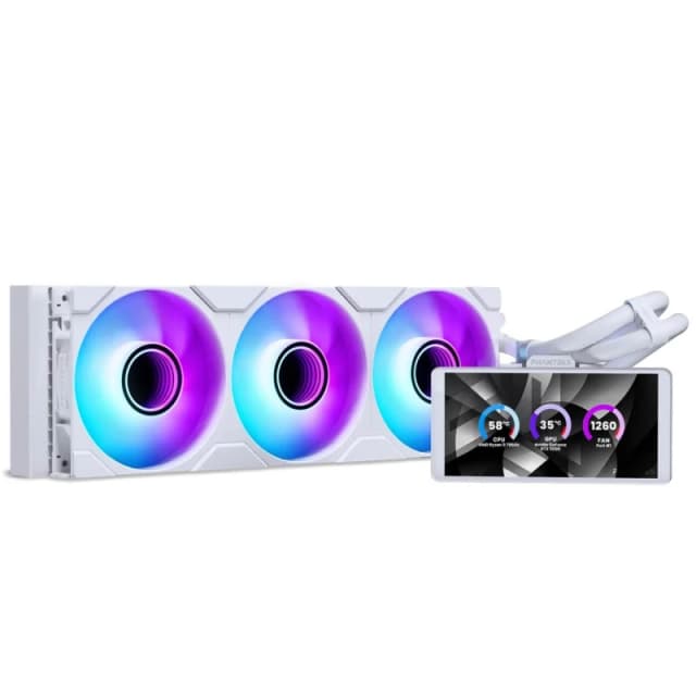Phanteks Glacier One 360 M25 LCD 360mm ARGB AIO Liquid CPU Cooler with IPS Display - White - PH-GO360M25G2LCD_DBK01